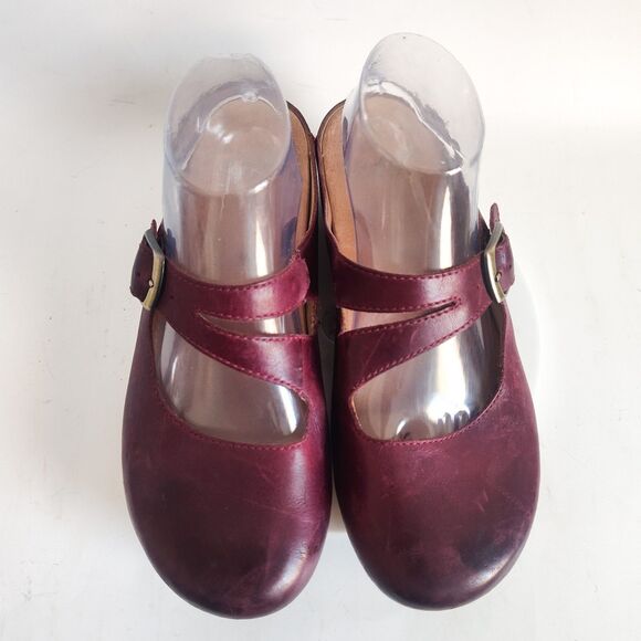 Dansko Mary Janes Clogs Slides Comfort Shoes Size 39 8.5 - 9 Leather Red Britney - Picture 6 of 12